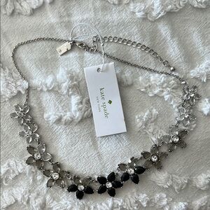 Kate Spade Silver and Black Floral Necklace